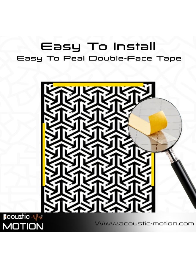 أكويستك موشان لوحات ديكور فنية جدارية خشبية من ACOUSTIC MOTION®، تصميم DIRWAVE  مع شريط لاصق مزدوج الوجه، معلق على الحائط باللون الأسود الحديث للمنزل وغرفة المعيشة وغرفة النوم والمكتب والفندق، 25 × 50 × 0.5 سم، مجموعة مكونة من 4 قطع - Image 2